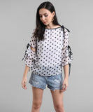 Women's Georgette Polka Dot Print Top